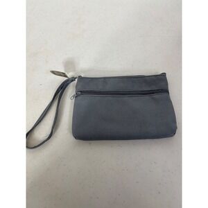 Gray Washable Suede Clutch Wristlet Pouch Small Zipper Bag NEW‎
